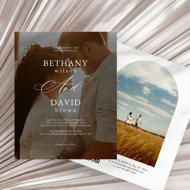 BUDGET Moderno Elegante de 2 Arcos Foto QR Code Ca (Criador carregado)