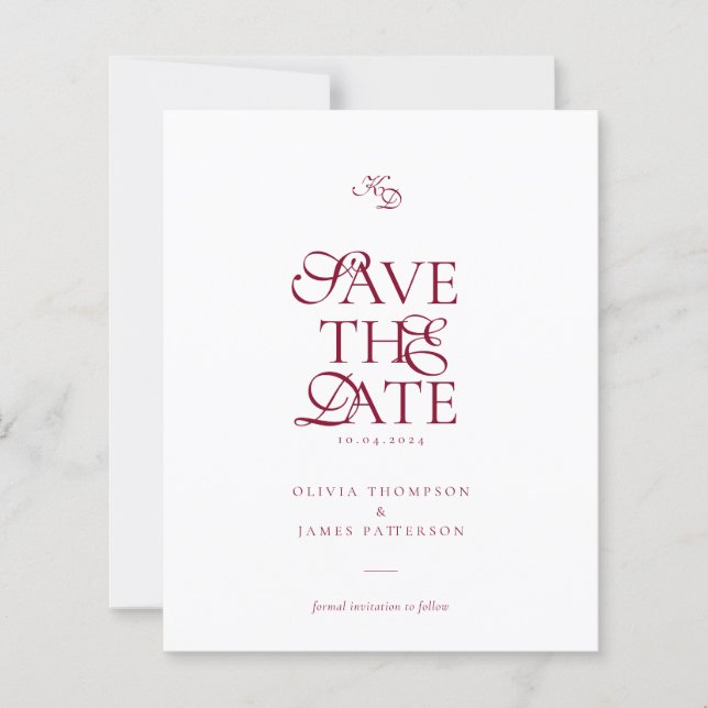BUDGET Monogram Deep Burgundy Script Wedding (Frente)