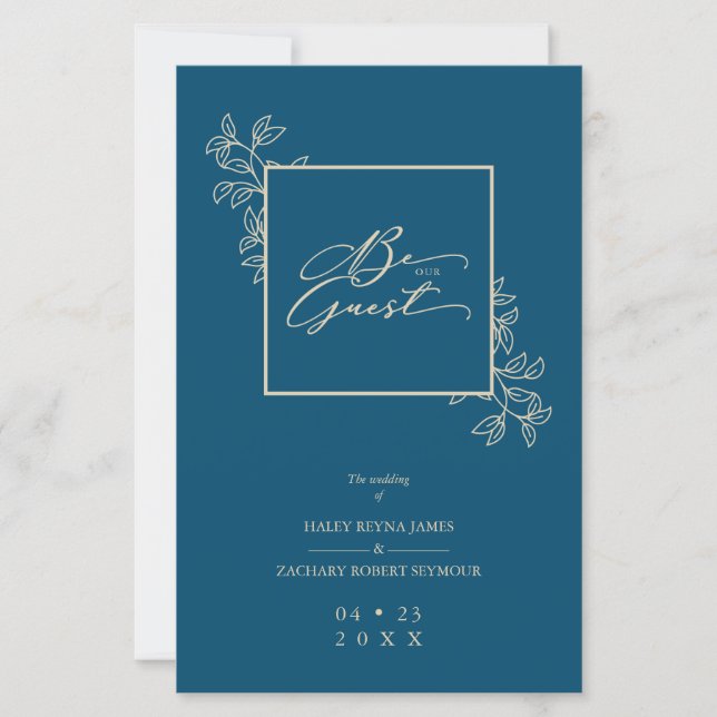 Budget Navy Trendy Modern Branches Gold Photo (Frente)