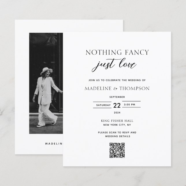 BUDGET Nothing Fancy Just Love Qr Code Wedding (Frente/Verso)