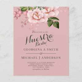 BUDGET Nuestra Boda Invitación - Rosas Rosa Escamo