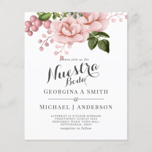 BUDGET Nuestra Boda Invitación - Rosas Rosa Escamo