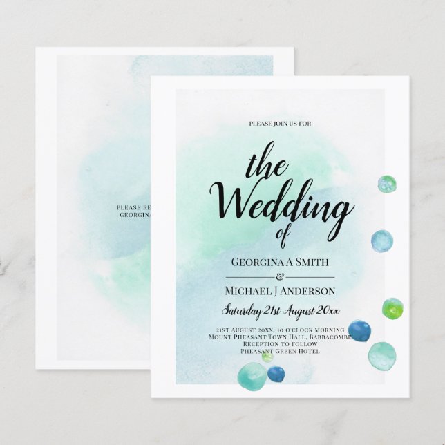 BUDGET Ocean Sea Glass Teal Blue Weding INV (Frente/Verso)