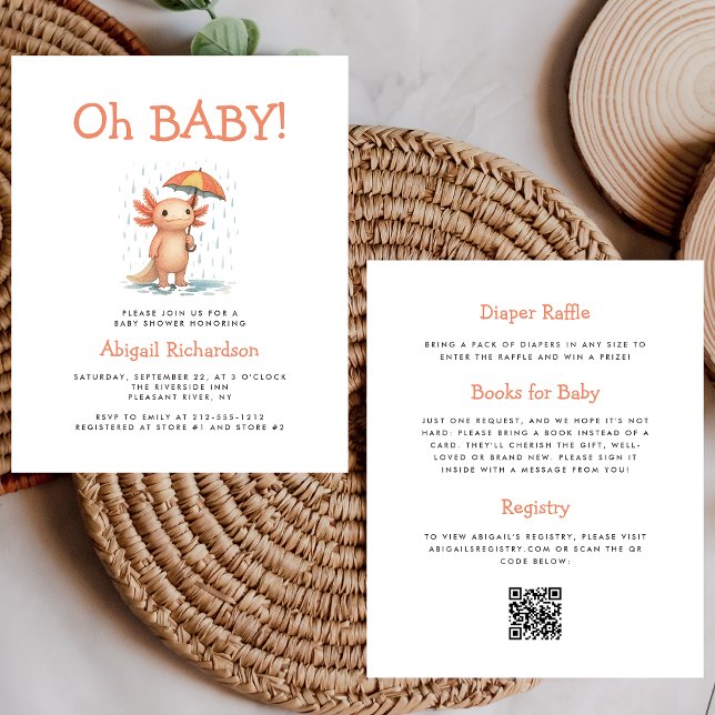 Budget Oh Baby Cute Axolotl QR Code Baby Shower (Criador carregado)