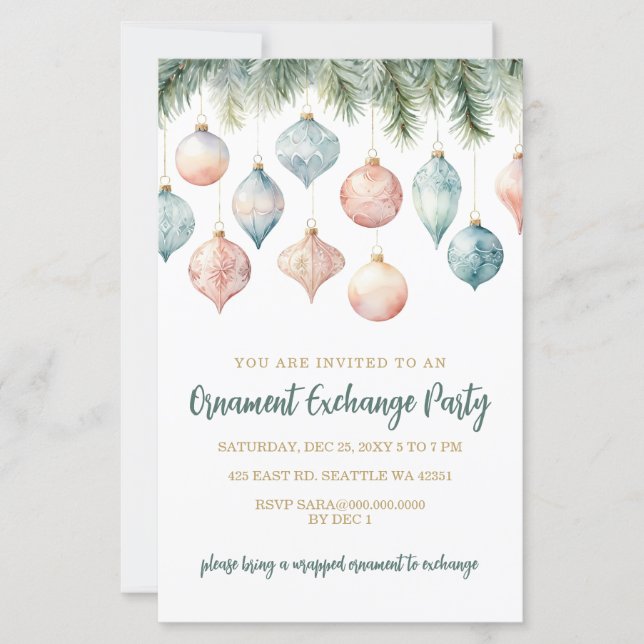 Budget Pastel Ornament Exchange Christmas Party (Frente)