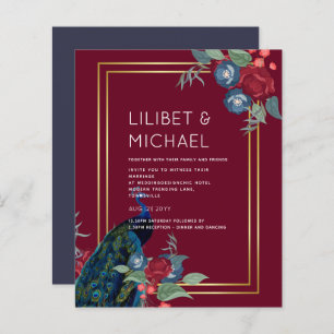 BUDGET Peacock Blue Burgundy Casamento outono