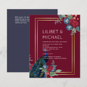 BUDGET Peacock Blue Burgundy Casamento outono de i