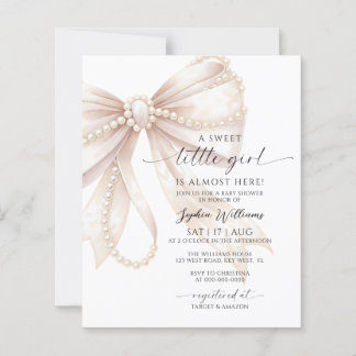 Budget Pearl and Bow Sweet Little Girl Baby Shower