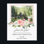 Budget Photo Pink floral Wedding Save the Date<br><div class="desc">Delight your guests with this Budget Photo Pink Floral Wedding Save the Date, a charming way to announce your special day. Designed to feature your favorite photo, it captures the love and excitement of your upcoming wedding. The soft pink floral accents bring a romantic and timeless touch to the layout....</div>