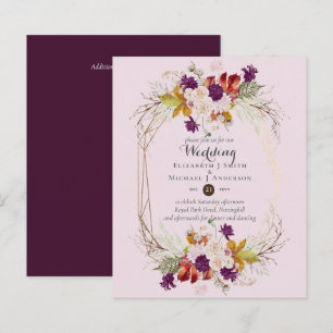 BUDGET Plum e Coral Floral Weding Convite