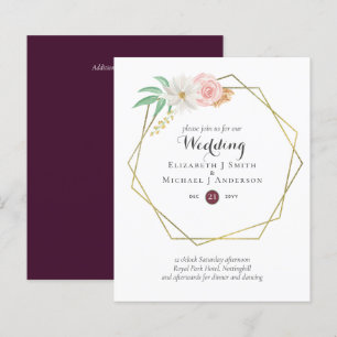 BUDGET Plum e Coral Floral Weding Convite