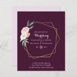 BUDGET Plum e Coral Floral Weding Convite