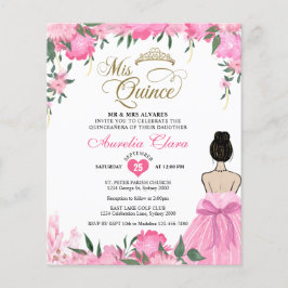 BUDGET Princesa Floral Rosa Mis Quince Quinceañera
