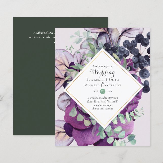 BUDGET Purple Blue Floral Casamentos (Frente/Verso)