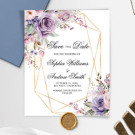 BUDGET Purple & Blush Floral Salve a placa de data