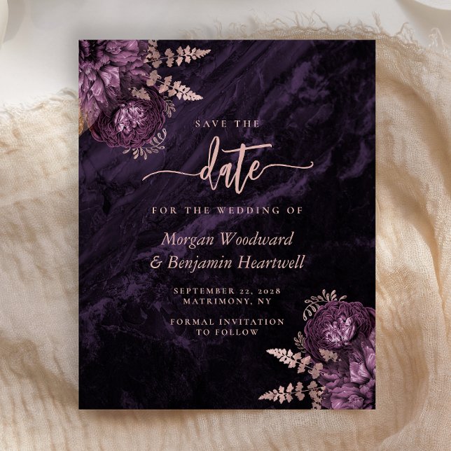 Budget Purple Rose Gold Floral Save the Date (Criador carregado)