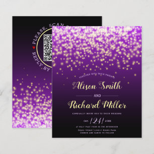 BUDGET QR code Luzes convite para casamento roxo