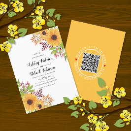 BUDGET QR code RSVP sunflower convite para casamen