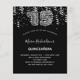 BUDGET Quinceanera padrão-leopardo negro de prata