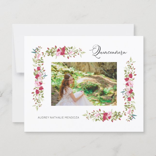 Budget Quinceañera Spanish Floral Photo  (Frente)