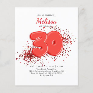 BUDGET Red 30 Balões Confetti Adulto Aniversário