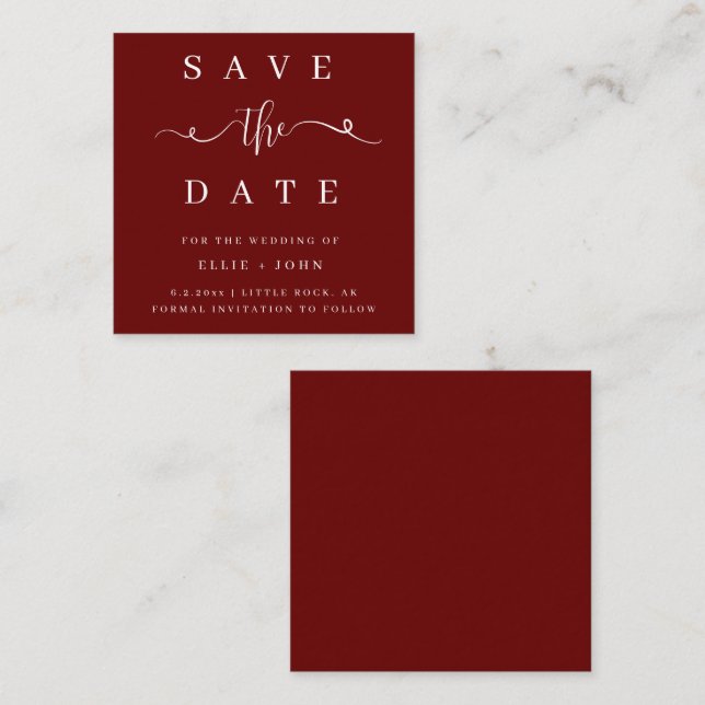 BUDGET Red Minimalist Salvar a Data Convite (Frente/Verso)