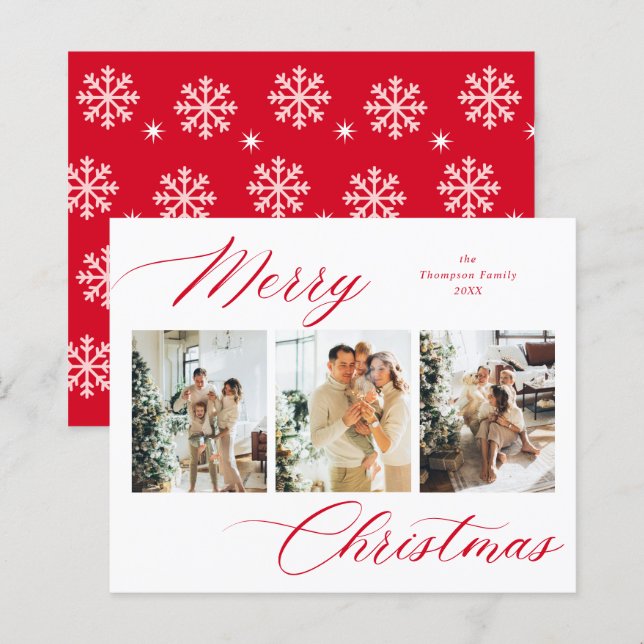 BUDGET Red Script Feliz Colagem de Fotos de Natal (Frente/Verso)