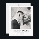BUDGET Retro Elegant Photo Wedding Save the date<br><div class="desc">Announce your special day in retro style with this elegant black-and-white photo Save the Date card. Featuring a romantic,  intimate portrait of the couple beneath a soft veil,  this design blends modern minimalism with classic sophistication.</div>