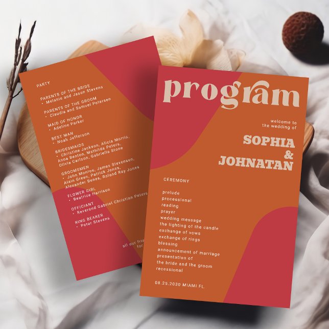 Budget retro wedding program template (Criador carregado)