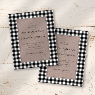 BUDGET Rustic Buffalo Xadrez Convite para Casament