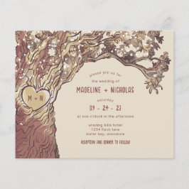 BUDGET Rustic Carved Heart Tree Weding Convite