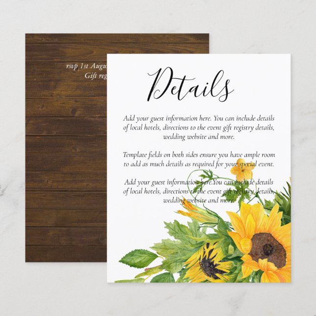 BUDGET Rustic Sunflower Details Enclosure (Frente/Verso)