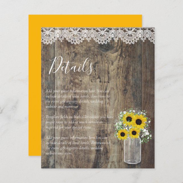 BUDGET Rustic Sunflower Details Enclosure (Frente/Verso)