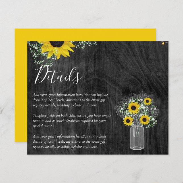 BUDGET Rustic Sunflower Details Enclosure (Frente/Verso)