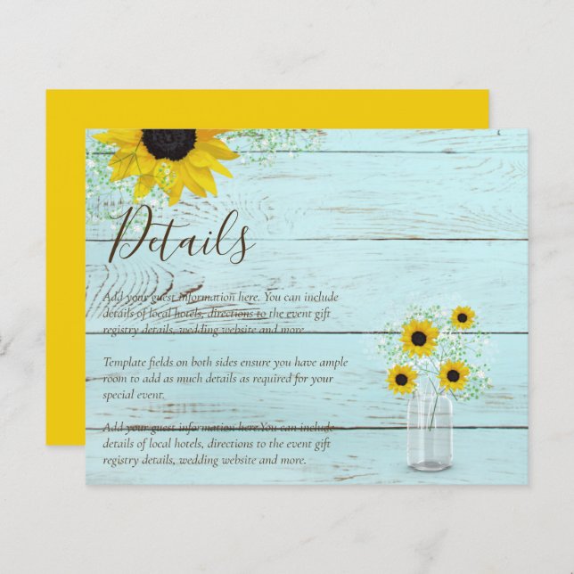 BUDGET Rustic Sunflower Details Enclosure (Frente/Verso)