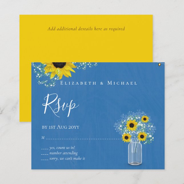 BUDGET Rustic Sunflower RSVP Casamento (Frente/Verso)