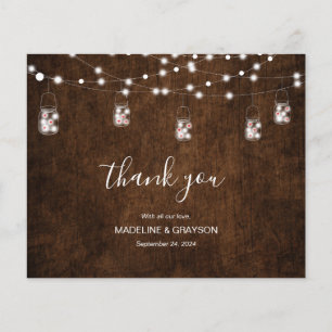 BUDGET Rustic Wood String Lights Corações Obrigado