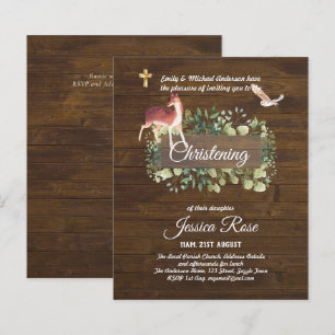 BUDGET Rustic Woodland Christening Convite Baptism