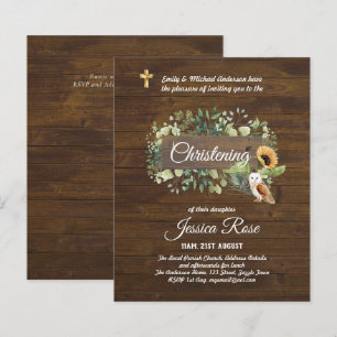 BUDGET Rustic Woodland Christening Convite Baptism