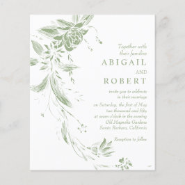 BUDGET Sage convite para o casamento floral verde