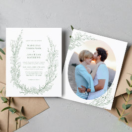 BUDGET Sage Green Floral Monogram Photo Wedding