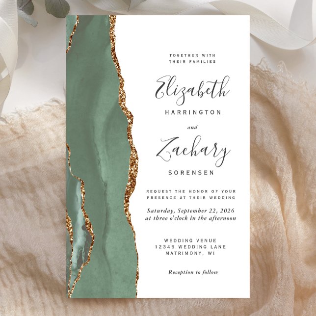 Budget Sage Green Gold Agate Wedding (Criador carregado)