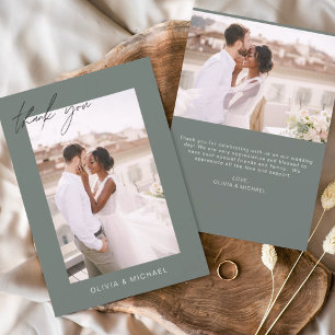 Budget Sage Green Wedt Foto Obrigado Cartões