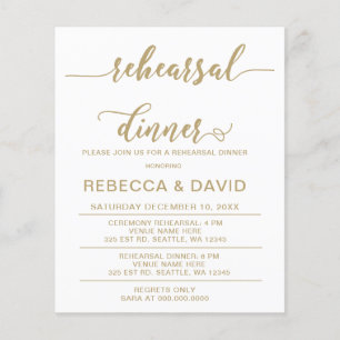 Budget Script Gold Rehearsal Dinner Invitation