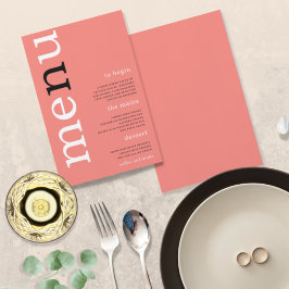 BUDGET Simple Coral Rosa Typografia Menu Casamento