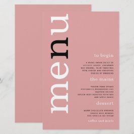 BUDGET Simple Dusty Rosa Typografia Menu Casamento