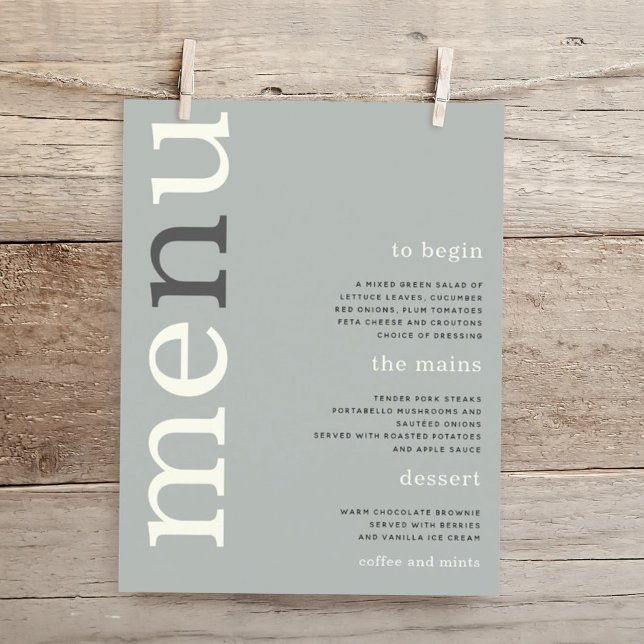 BUDGET Simple Sage Ivory Text Menu Casamento (Criador carregado)