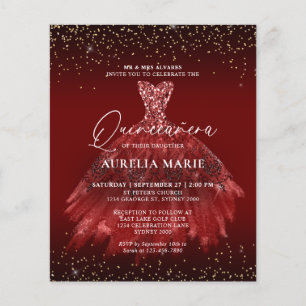 BUDGET Sparkle Dourado Red Princess Dress Quincean