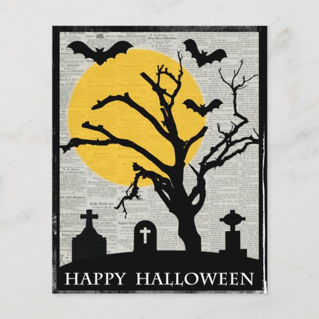 BUDGET Spooky Tree e Tombstone Halloween Card (Frente)