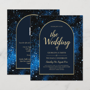 BUDGET Starry Night Marinho Blue Dourado Convite d